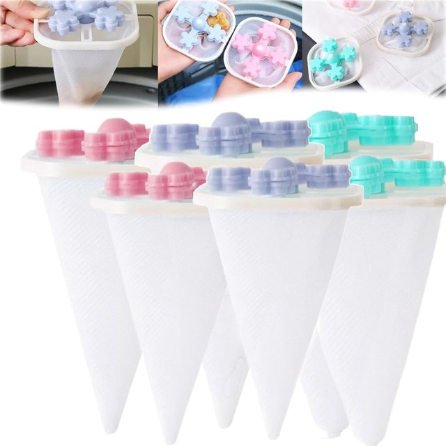 Easygou Épilateur pour Poils d'Animaux – Lot de 3/6 Réutilisable Attrape-Peluches pour Machine à Laver, Filtre Flottant pour Poils de Chien et Chat