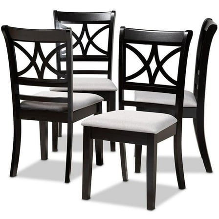 Bowery Hill Gray Upholstered and Espresso Wood 4-Piece Dining Chair Set