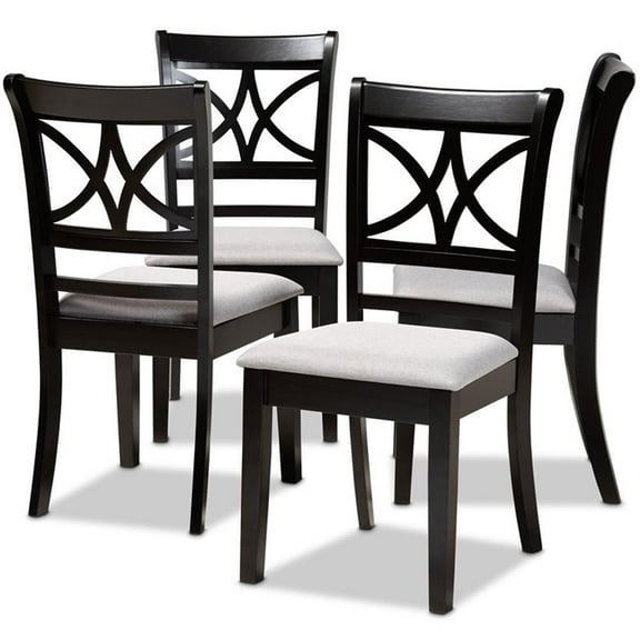 Bowery Hill Gray Upholstered and Espresso Wood 4-Piece Dining Chair Set