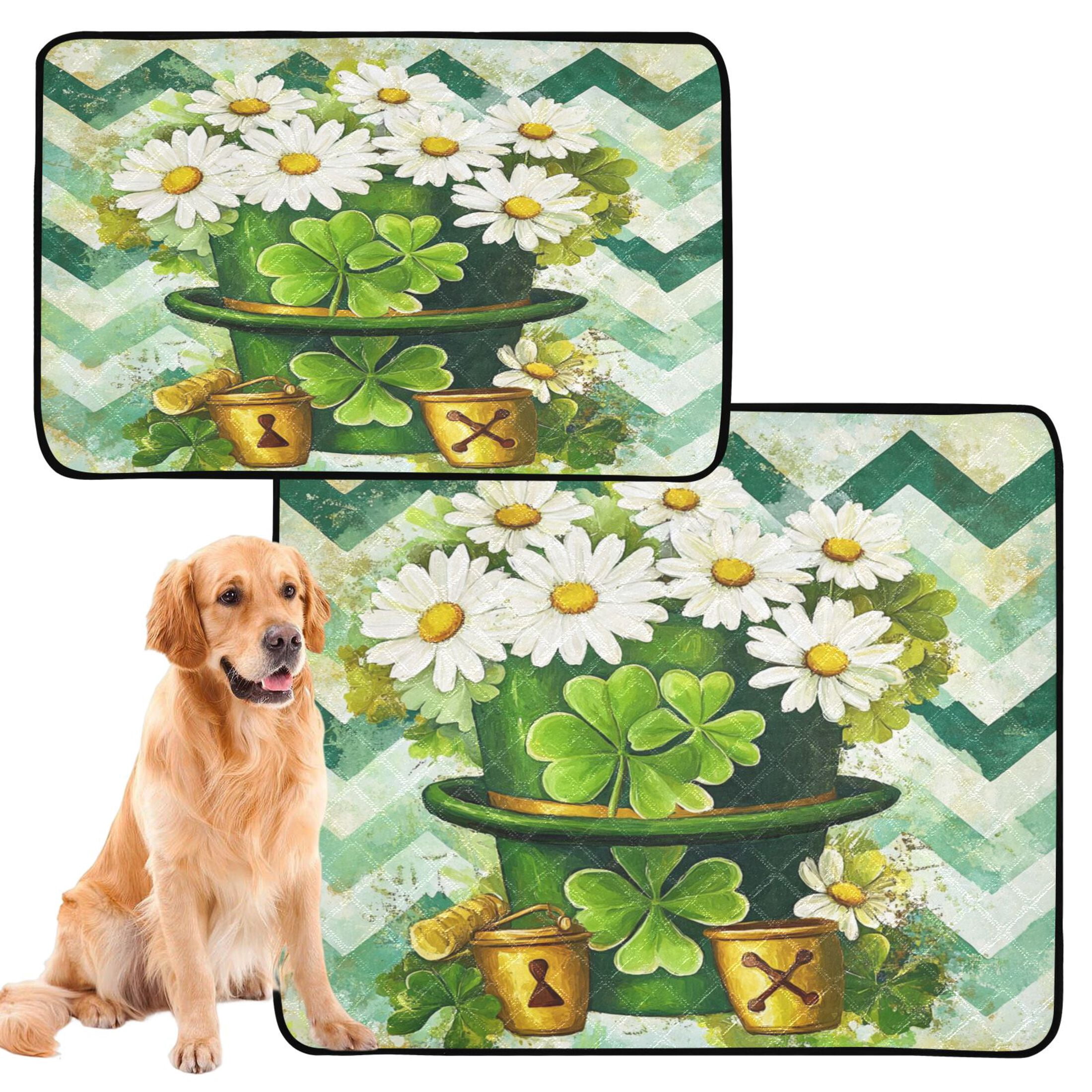 Qxltty St Patricks Daisies Hat Cat litter Pads Pet Set of 3 Diaper Mats Center Anti-leakage Layer Absorbent Soft and Comfortable