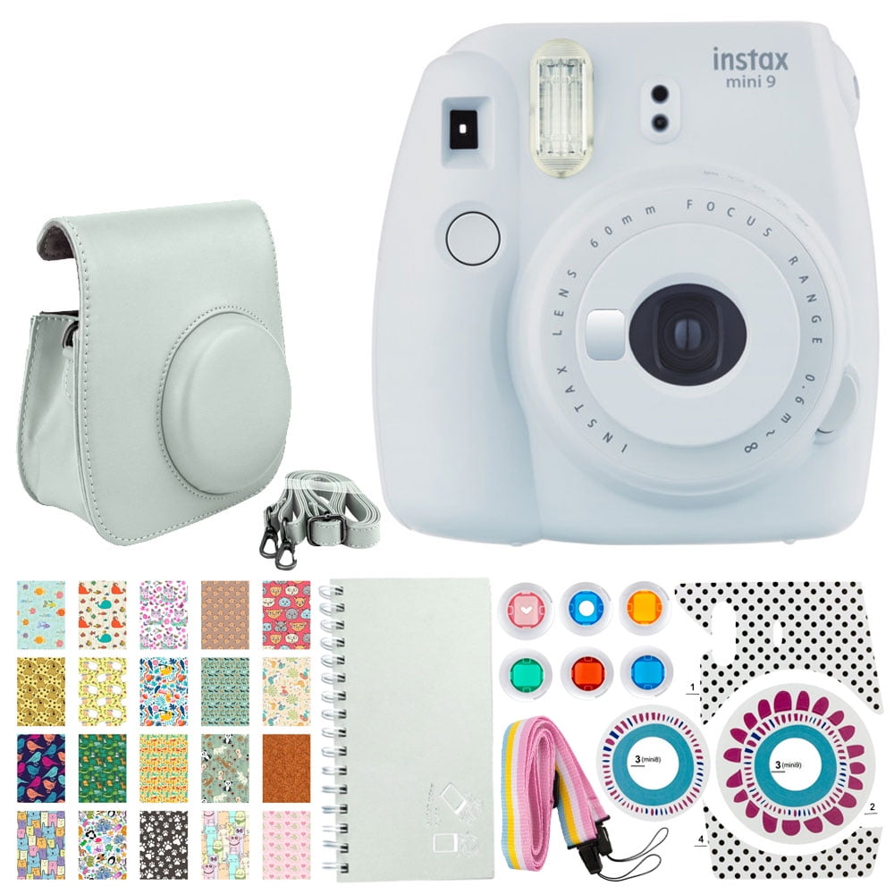 Fujifilm instax mini 9 Instant Film Camera (Smokey White) + 20 Sticker