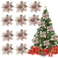 thumbnail image 1 of Glitter Poinsettia Flores Decoración De Navidad Flores Artificiales Reutilizables Advancent HA044565-05, 1 of 6