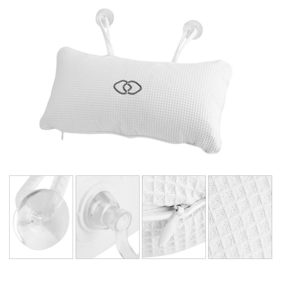 Non-slip Bathtub Spa Pillow - Bath Cushion Bath Pillows White - Spa Pillow with Suction Cups,Supports Neck and Shoulders,for Hot Tub Home Spa Jacuzzi Bathtub Head Rest, Comfortable & Soft