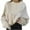 Beige, variant on Frostluinai Women Cropped Sweatshirt Long Sleeve Pullover Crew Neck Fleece Crop Tops Solid Color Loose Fit Sweat Shirts Drop Shoulder Sweaters