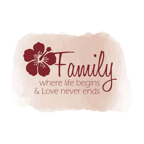 Family,Where Life Begins Family where Love never ends Quote Wall watercolor Design Wall Art Sticker Designs Vinyl Stickers For Home House Walls Rooms Windows Bedroom Decoration Size (12x12 inch)