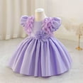 thumbnail image 4 of QQAMB Girls Dresses Flower Satin Prom Dress Wedding Princess Party Birthday Pageant Toddler Evening Ball Gown for 1-5 Years, 4 of 6