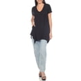 thumbnail image 2 of White Mark Short Sleeve Shirred Front Knit Tunic Top with Pockets, Women's, S-XL, 2 of 6