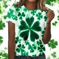 thumbnail image 3 of Uootdi St Patricks Day Shirt Women Crewneck Pullover Tees Funny Clover Print Short Sleeve Tops Lucky Irish Shamrock T Shirts Gift, 3 of 7