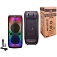 thumbnail image 3 of MR DJ FLAME3200 8" X 2 Rechargeable Portable Bluetooth Karaoke Speaker with Party Flame Lights Microphone TWS USB FM Radio + 7-LED Moving Head DJ Light, 3 of 10