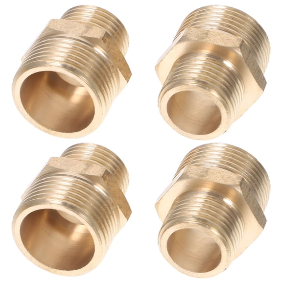 TALENO 4 Pcs Brass Reducer 3/4 to 1/2 Garden Hose Adapter Connector Repair Kit Pipe Fittings