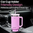 thumbnail image 4 of Tumbler with Handle, Insulated Tumbler with Lid and Straw, Stainless Steel Travel Coffee Mug, Hot and Cold Tumbler, Perfect for Camping, Travelling & Gifting, 40 OZ, Pink, 4 of 9