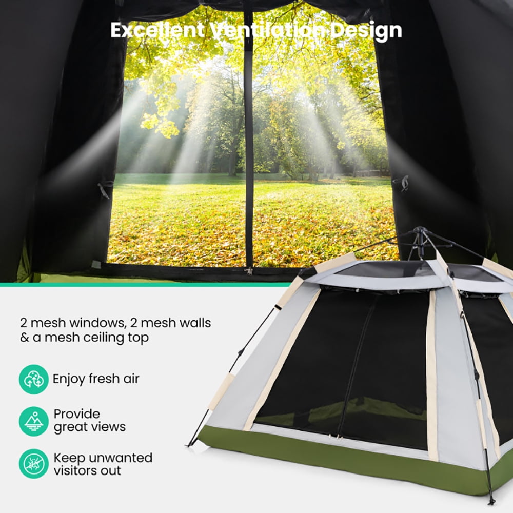 Aimee Lii 2-4 Person Instant Pop-up Camping Tent with Removable Rainfly, Oversize Privacy Tent, Easy Set Up Privacy Shelter