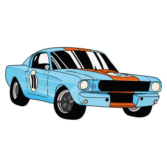 Sky Blue Sports Car with Number 11 on the Side Amazing Artwork Design for Boy's Bedroom Vinyl Wall Decal - Cool Vehicle Art for Car Shop Design Wall Decoration - 20" x 10"