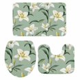 thumbnail image 2 of Spring Flower Bathroom Rugs Set Retro Watercolor White Floral Green Leaf Plant Non Slip Absorbent Soft Bath Mats 3 Piece Set with Bathroom Rug, U-Shaped Floor Mat, Toilet Seat Cover Large Size, 2 of 9