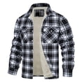 thumbnail image 1 of Chaquetas de hombre, chaqueta de camisa a cuadros de polar, chaquetas de trabajo de franela, camisa de leñador, abrigo informal con botones y bolsillos., 1 of 5