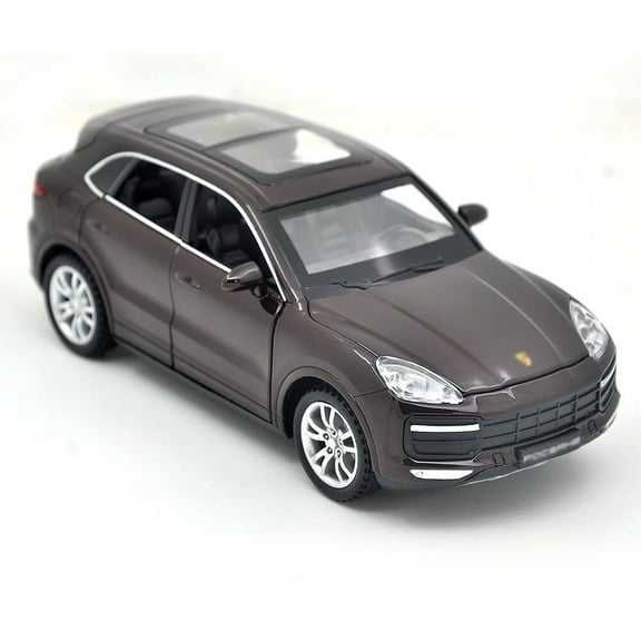 The 1:32 scale is suitable for Porsche Cayenne alloy die-cast car models, equipped with opening doors, lights, sound and spring-back function. Boys' toy cars, children's birthday gift toy cars.
