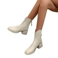 thumbnail image 5 of PEASKJP Bottines pour Femmes Talon Bas Épais Bout Pointu, Beige 40, 5 of 5