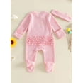 thumbnail image 4 of HWJAD Baby Girls Waffle Footed Romper Set for Little Sister Newborn Long Sleeve Jumpsuit Coming Home Clothes Infant Bodysuit Headband Fall Outfits, 4 of 8