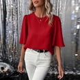 thumbnail image 4 of Eres Más Que una Camisa de Puntuación de Prueba Moda Casual Blusa de Poliéster de Cuello Redondo para Camisas de Manga Corta de las Mujeres, 4 of 5