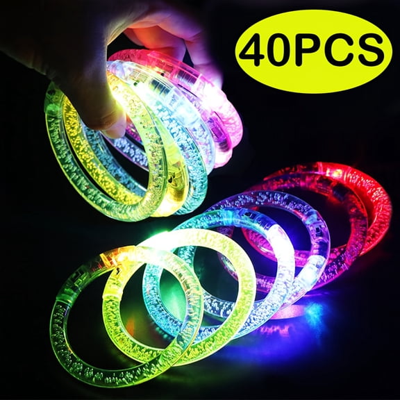 40 Pcs Glow Sticks Bracelets Glow in The Dark Bracelets 6 Color LED Flashing Light Up Neon Supplies for Light Up Rave Concert Birthday Carnival Party Favors(Multicolor Color,40 Pcs)