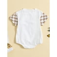thumbnail image 3 of Bagilaanoe Newborn Baby Boy Rompers Daisy Plaid Letter Print Short Sleeve Bodysuits 3M 6M 9M 12M Infant Casual One Piece Short Jumpsuit, 3 of 8