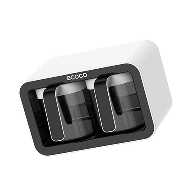 Ounissouiy Estante organizador de especias para montaje en pared de 2/3 tazas, accesorio para azucarero, salero, contenedor de condimentos, cajas con Cocina y Comedor Negro 2 tazas