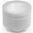 thumbnail image 2 of Exquisite 14 oz 40 Ct. White with Silver Rim Wedding & Party Disposable Plastic Soup Bowls, 2 of 5