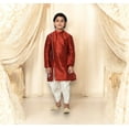 thumbnail image 2 of Maroon, Traditional Silk Kurta Pajama Set for Boys, Cultural Wear, 2 of 3