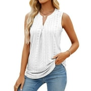 Posijego Womens V Neck Tank Tops for Business Work Dressy Casual Blouses Summer Sleeveless Shirt Solid Color