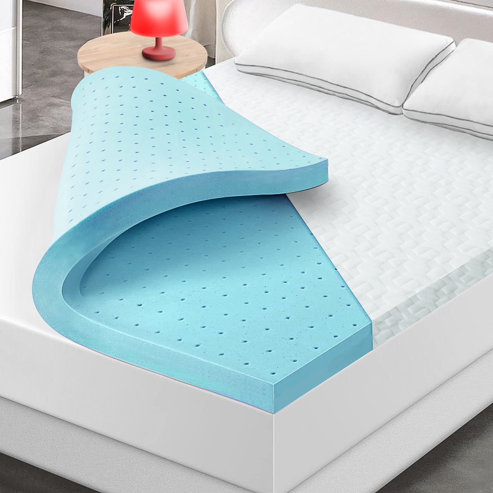 Details about   Gel Memory Foam Topper Mattress Bed Pad Cooling Pressure Relief Hypoallergenic 