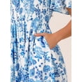 thumbnail image 5 of DARING DIVA Women's Floral Short Flutter Sleeve Flowy Maxi Dresses M Blue, 5 of 6