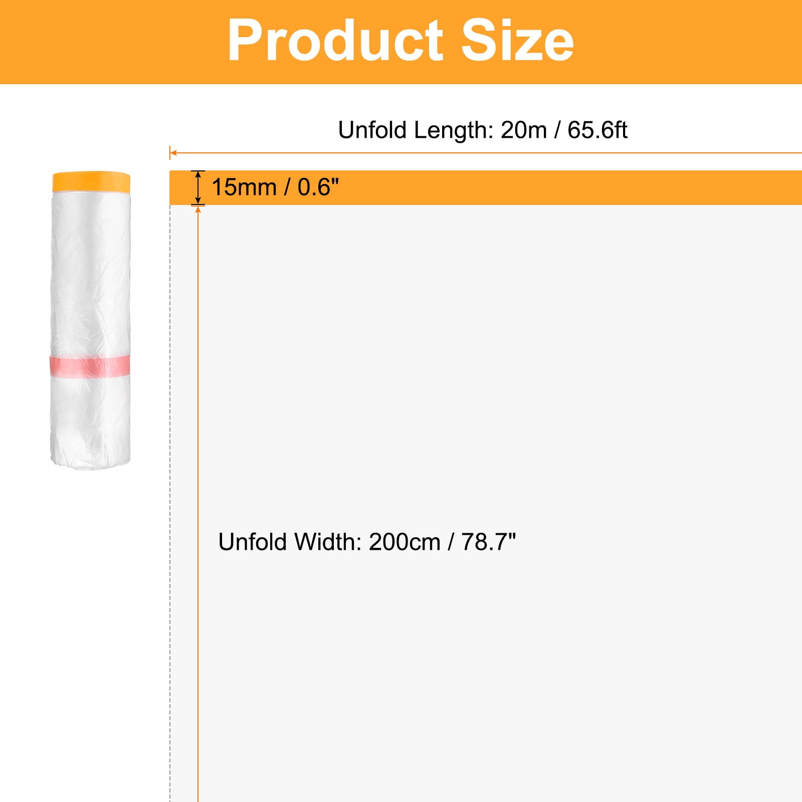 Uxcell 3 Rolls Pre-Taped Masking Film 78.7"x65.6ft Double Adhesive Tape and Drape Painters Plastic Drop Cloth Film with Tape Plastic Sheeting for Automotive Painting Covering