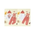 thumbnail image 2 of Baby Toddler Boys Christmas Outfits 0 6 12 18 24 Months Letter Embroidery Bow Crew Neck Long Sleeve Rompers Santa Print Suspender Pants Hat 3Pcs Clothes Set, 2 of 9