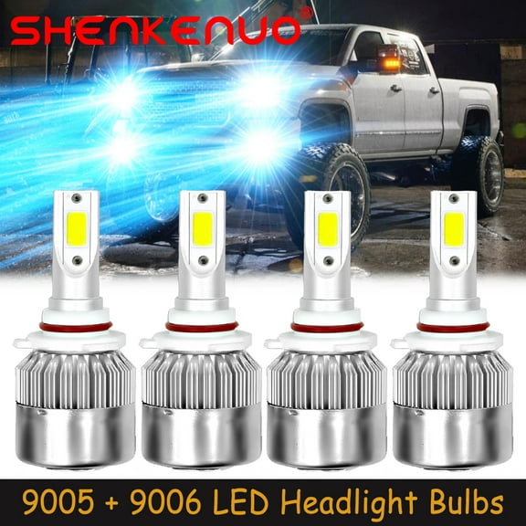 SHENKENUO For Honda Accord 1990-2012, Honda Civic 2004-2015 - LED Headlights Bulbs High Low Beam ,9005 9006,8000K Ice Blue,Pack of 4,C05