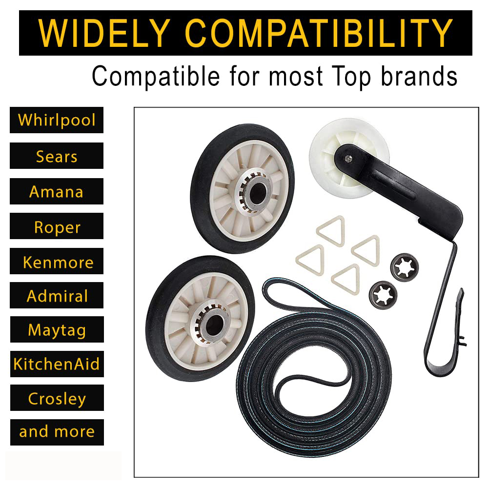 Rongsi 4392065 Dryer Repair Kit With 349241T Drum Roller Kit, Dryer Parts,691366 Idler Pulley 341241 Belt by Seentech - Exact fit for Whirlpool & Kenmore Dryers - Replaces AP3131942