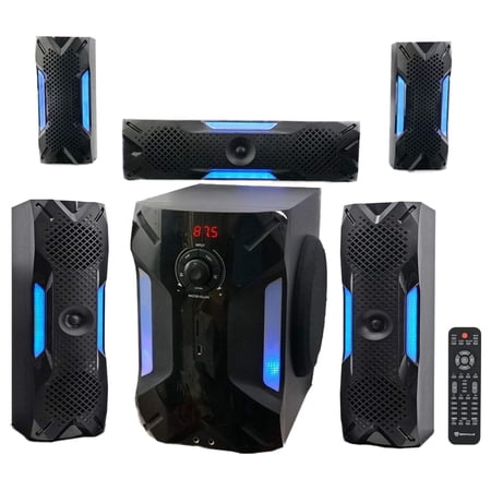 TiaGOC HTS56 1000w 5.1 Channel Home Theater System/Bluetooth/USB+8" Subwoofer, Black