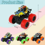 Bocaoying 4 Pack Friction Powered Monster Trucks Toys,Push and Go Friction Powered Cars Vehicles Toys,Inertia Car Toy Set Stunt Toy Vehicles,Pull Back Vehicle Set for Boys Girls Aged 3 and Above