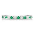 thumbnail image 2 of Diamond and Emerald Ring Guard Anniversary Band 14k White Gold (0.32ct), 2 of 4