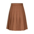 thumbnail image 6 of Women's Pleated Skirts Vintage Solid Color Knee-Length Long Skirts High Waist Casual Mid Length A-Line Skirts, 6 of 9