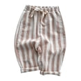 thumbnail image 2 of Fgnfyis Kids Summer Cotton Linen Pants Toddler Boys Girls Trousers Casual Striped Elastic Waist Beach Pants Brown L, 2 of 6