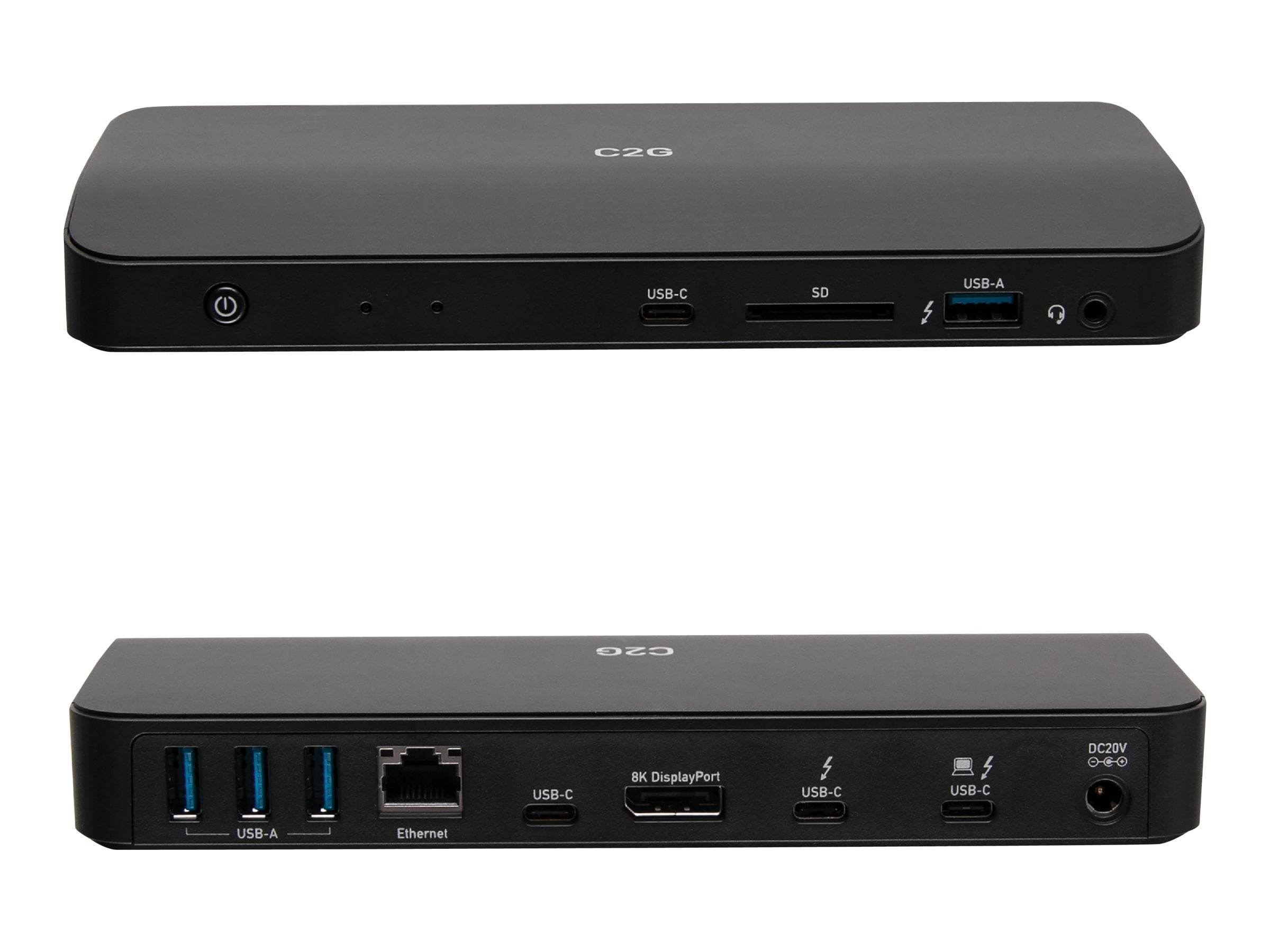 C2G Thunderbolt 3 8K Docking Station - DP, Ethernet, USB, SD, 3.5mm, Power - for Notebook - 85 W - Thunderbolt 3 - Network (RJ-45) - DisplayPort - Audio Line Out - Wired