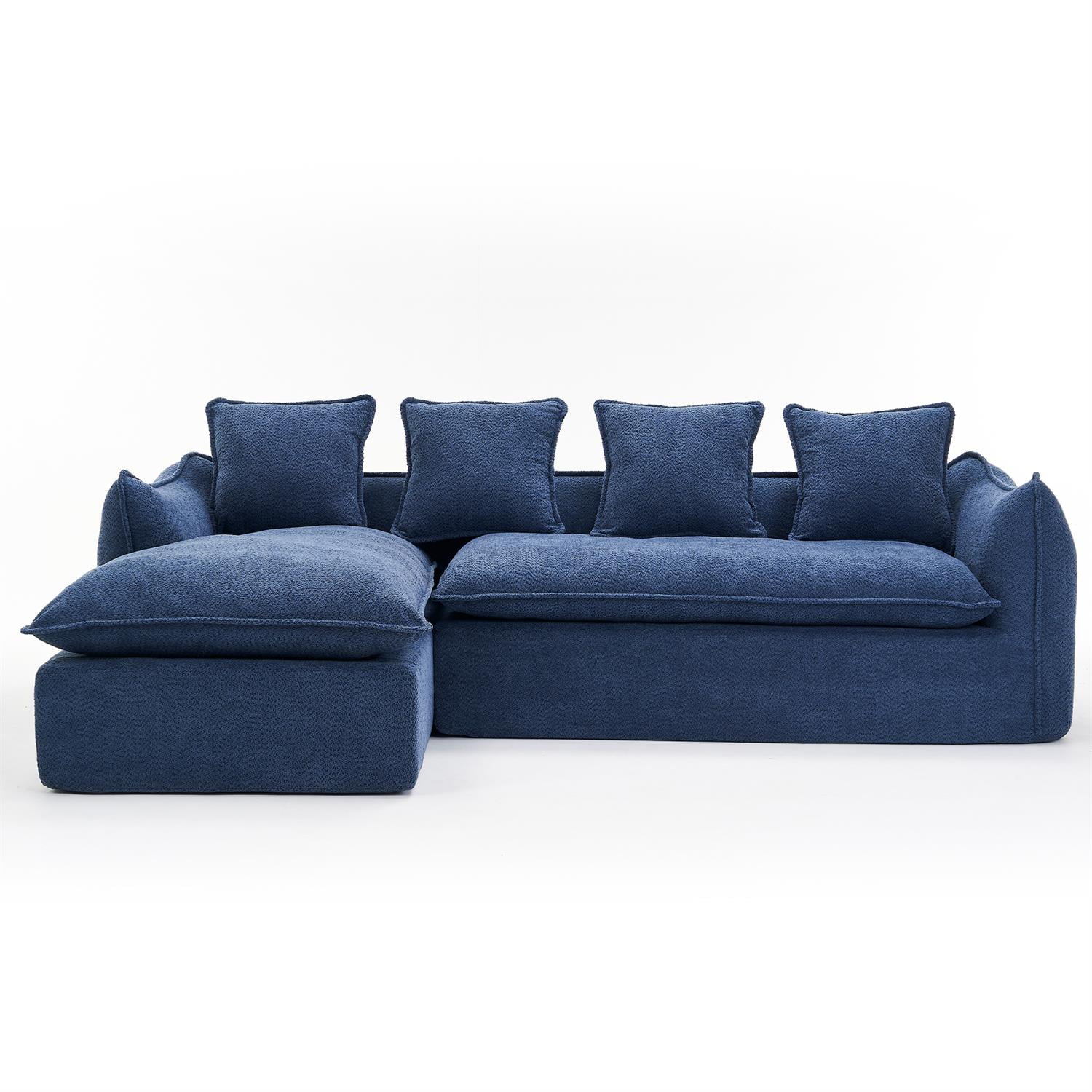 Demi Bonn 106" 3 Seater Compression Sofa for Living Room, Comfy L-Shape Couch with Chaise, Sleeper Sectional Couch for Apartments, Blue