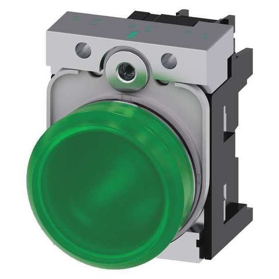 Siemens Pilot Light, Green, 22mm, LED 3SU1153-6AA40-1AA0