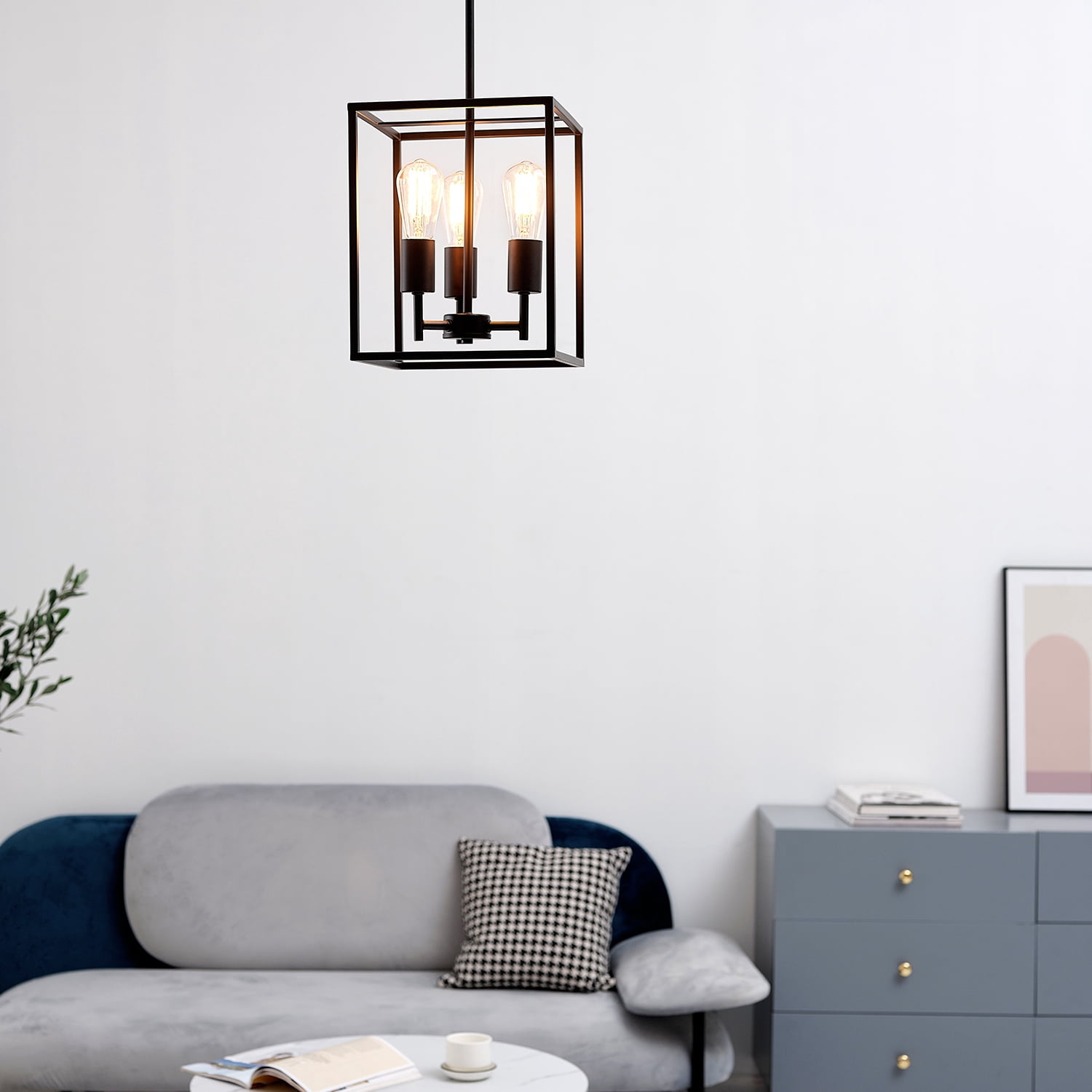 Globe Electric 3 Light Industrial Black Globe Chandeliers
