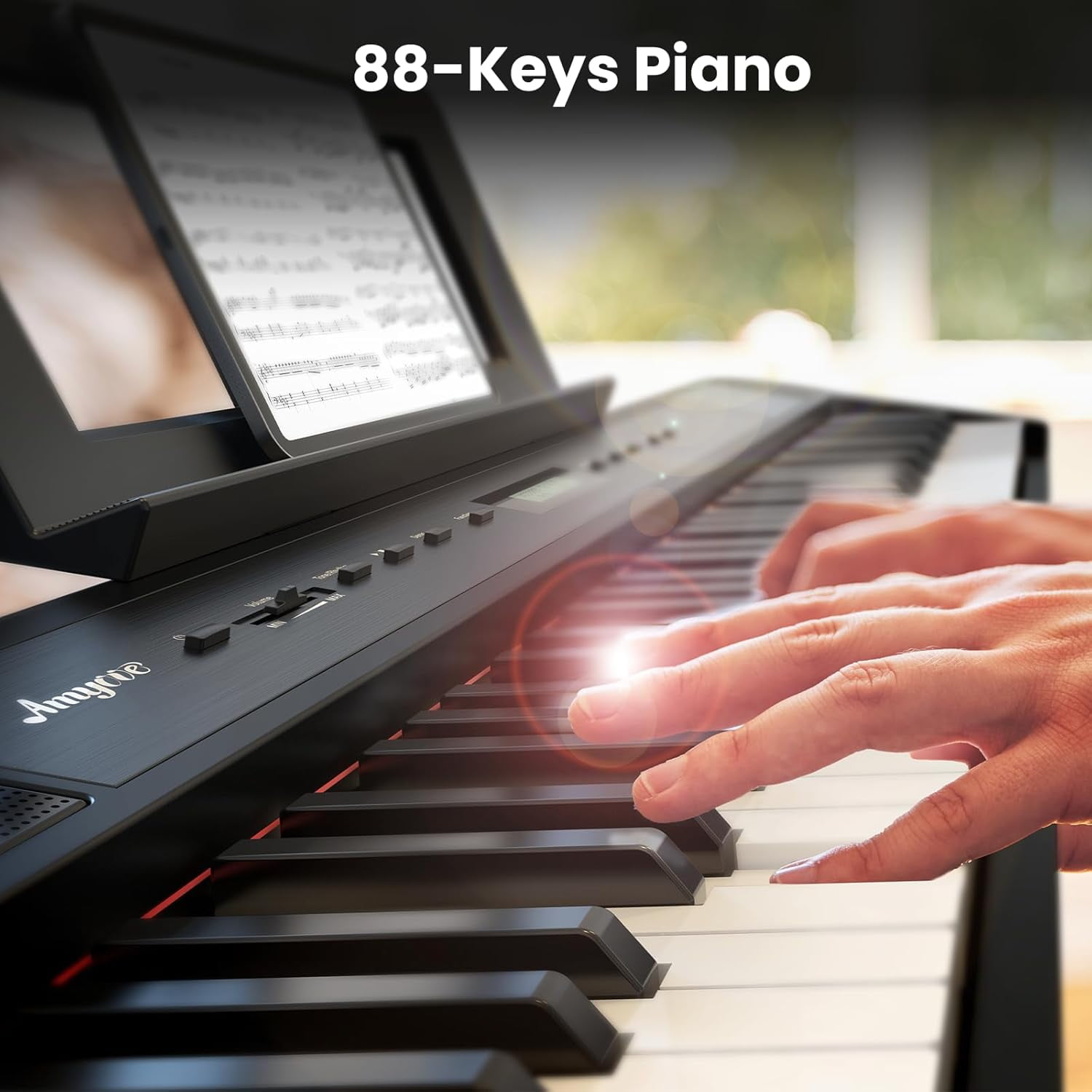 Senfot 88-Key Weighted Digital Piano, Portable Electric Keyboard for Beginners, with Pedals & Power Supply