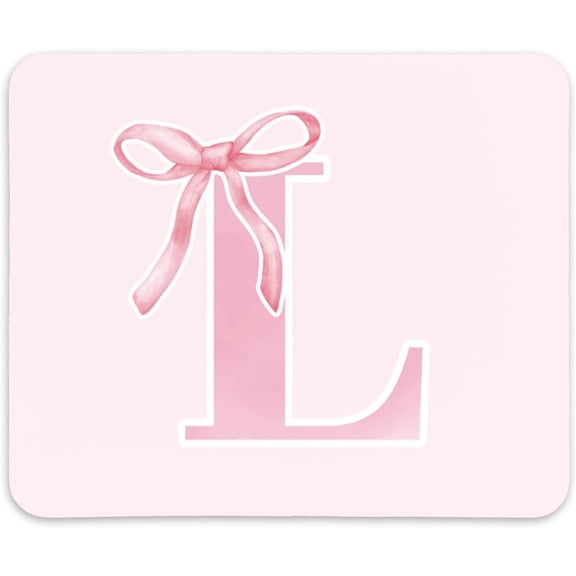 Coquette Trendy Initial L Pink Bow Mouse Pad,Personalized Pink Desk Mat Teen Girl Gifts,Monogrammed Gifts for Women,Pink Mouse pad for Desk Home Office Gaming Working,9x8 inches