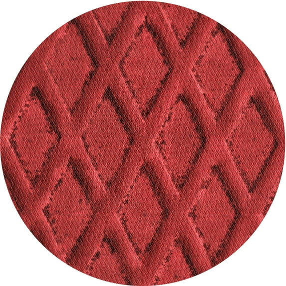 Ahgly Company Indoor Round Patterned Red Area Rugs, 6' Round