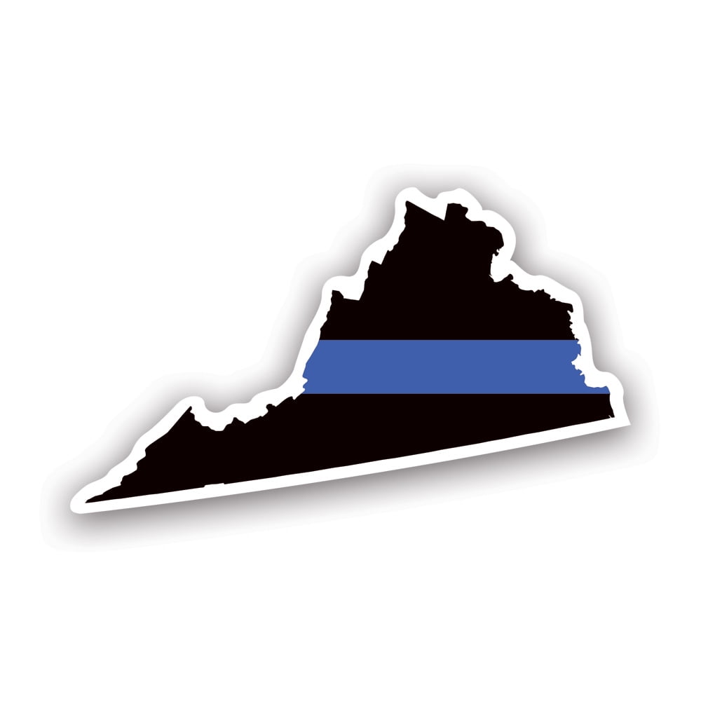 Virginia State Shaped The Thin Blue Line Sticker Decal Self Adhesive