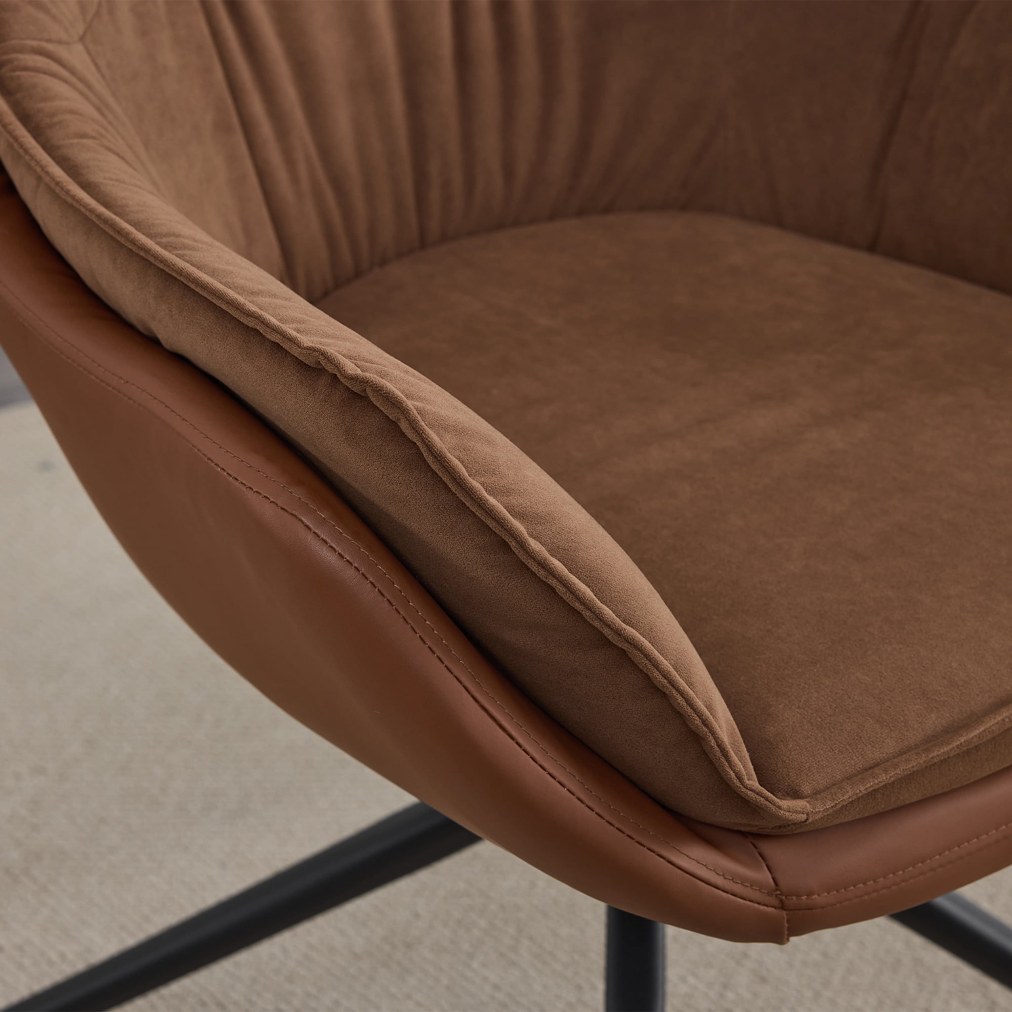 Noble House Home Office Chair,Faux Leather Armchair,Brown