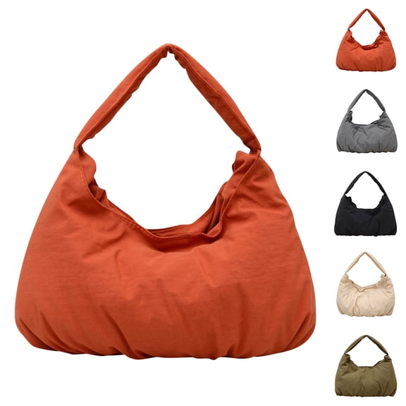 Hfnxid Slouchy Tote Bag Cute Nylon Solid Pleated Handbag Women Travel Casual Shoulder Satchel Bag